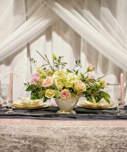 Head Table Set Up Pink Linen