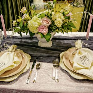 Head Table Set Up Pink Linen