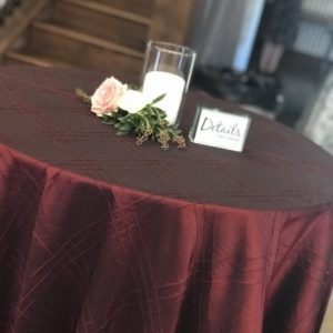 Burgundy Linen on Cocktail Table