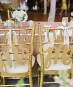 Mr and Mrs chair signs gold